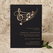 Invitation Classy Gold Music Notes Graduation Minimale