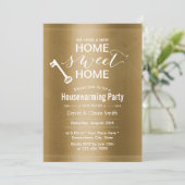 Invitation Classy Gold New Home Sweet Home Fête du réchauffem (Debout devant)