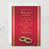 Invitation Classy Gold & Red, Dîner de répétition Mariage (Devant)