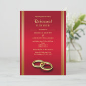 Invitation Classy Gold & Red, Dîner de répétition Mariage (Debout devant)
