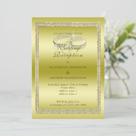 Invitation Classy Gold & Rings Réception de mariage (Debout devant)