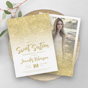 Invitation Classy Gold Sparkle Parties scintillant Photo Swee