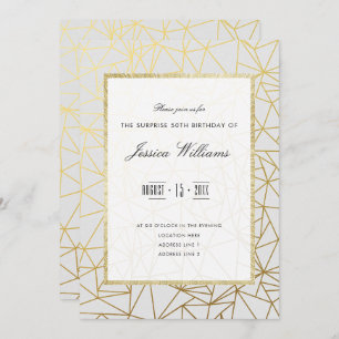 Invitation Classy Gold & White Surprise 50e anniversaire