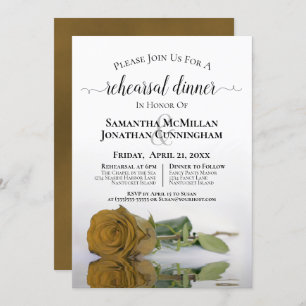 Invitation Classy Golden Ochre Rose Dîner de répétition Maria