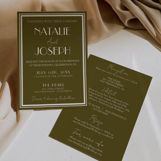 Invitation Classy Grassland Fancy Retro All In One Wedding
