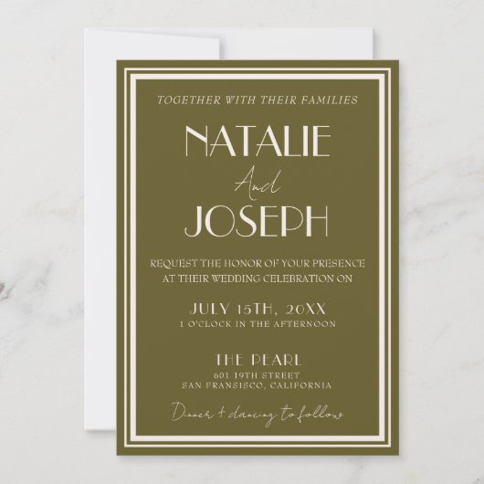Invitation Classy Grassland Luxury Retro QR Code Wedding (Devant)