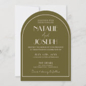 Invitation Classy Grassland Old Money Arched Photo Wedding (Devant)