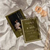 Invitation Classy Grassland Old Money Retro Photo Wedding