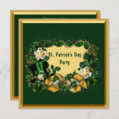 Invitation Classy Green & Gold St. Patrick's Day Party (Devant / Derrière)
