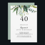 Invitation Classy Greenery Tropical 40th Birthday Party<br><div class="desc">Cette élégante invitation à la fête tropicale des 40 ans de verdure est parfaite pour une fête d'anniversaire moderne. Le design est composé de feuilles tropicaux à dominante verte,  avec des fleurs soigneusement arrangées.</div>