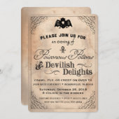 Invitation Classy Halloween Vintage Devilish Delights Invitat (Devant / Derrière)