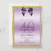 Invitation Classy Lilac Bow & Sparkly Parties scintillant 40e (Devant)