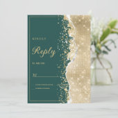 Invitation Classy luxury green gold glitter RSVP (Debout devant)