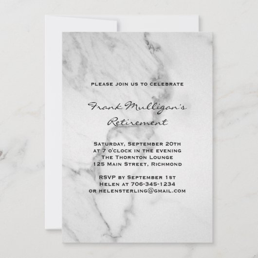 Invitation Classy Marble Retraite Party (Devant)