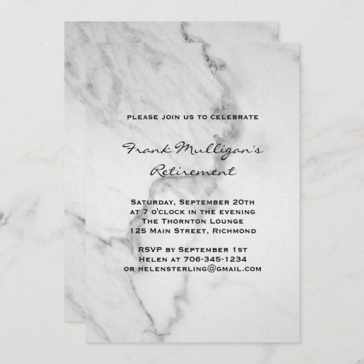 Invitation Classy Marble Retraite Party (Devant / Derrière)