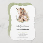 Invitation Classy Mare et Foy Horse baby shower (Devant / Derrière)