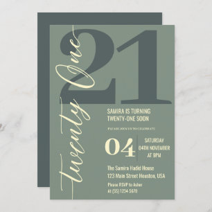 Invitation Classy Minimalist Vingt et un 21e anniversaire