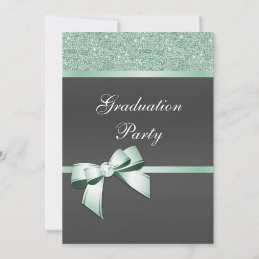 Invitation Classy Mint Green & Black Graduation Party (Devant)