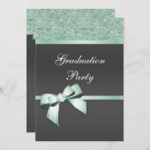 Invitation Classy Mint Green & Black Graduation Party (Devant / Derrière)