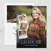 Invitation Classy Modern Photo Collage de photos fête de grad (Devant / Derrière)
