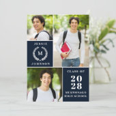 Invitation Classy Modern Simple 3 PHOTO Graduation Party (Debout devant)