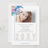 Invitation Classy Moderne Design Design Floral Photo Graduati (Dos)
