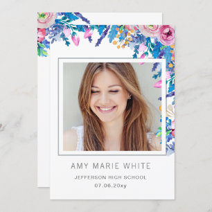 Invitation Classy Moderne Design Design Floral Photo Graduati