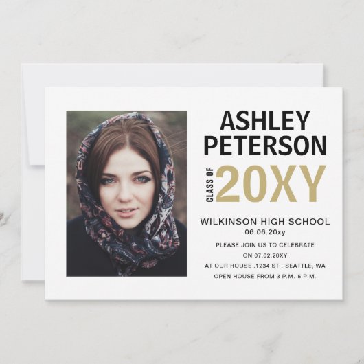Invitation Classy Moderne Design élégant Photo Graduation Inv (Devant)