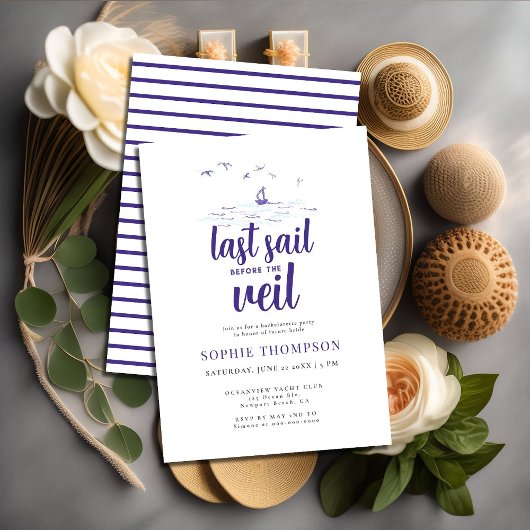 Invitation Classy Nautical Dernier Sail Boat Bachelorette Par