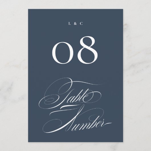 Invitation Classy Navy Blue Wedding 5 x 7 Table Numbers (Devant)