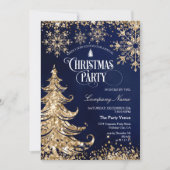 Invitation Classy Navy Gold Glitter Corporate Christmas Party (Devant)