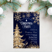 Invitation Classy Navy Gold Glitter Corporate Christmas Party