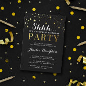 Invitation Classy Noir Confetti Shhh... Parti surprise