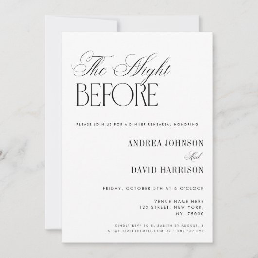 Invitation Classy Old Money The Night Before Rehearsal Dinner (Devant)