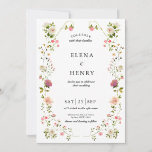Invitation Classy Pastel Fleur sauvage Secret Garden Wedding