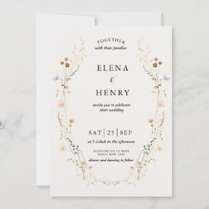 Invitation Classy Pastel Fleur sauvage Secret Garden Wedding