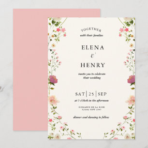 Invitation Classy Pastel Fleur sauvage Secret Garden Wedding