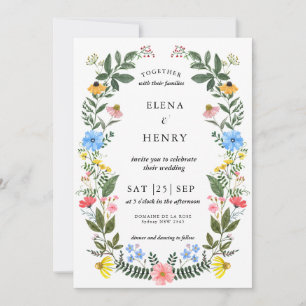 Invitation Classy Pastel Fleur sauvage Secret Garden Wedding 