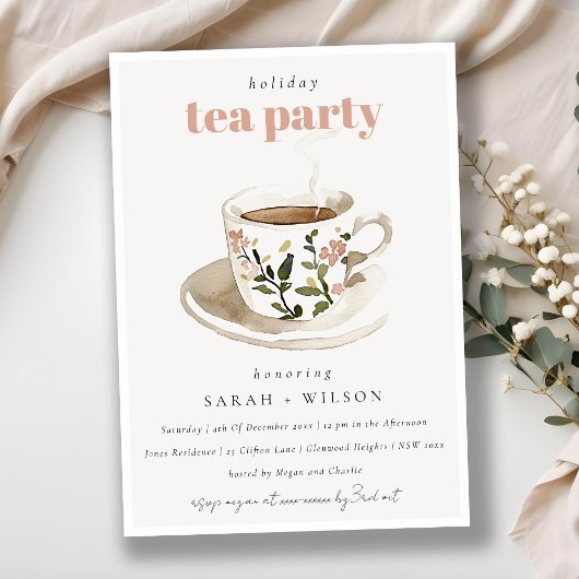 Invitation Classy Pastel Floral Tea Cup Fête Tea Party