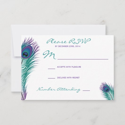 Invitation Classy Peacock RSVP (Devant)