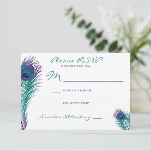 Invitation Classy Peacock RSVP (Debout devant)