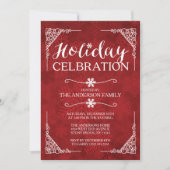 Invitation Classy Red Snowflake Fête de fête (Devant)
