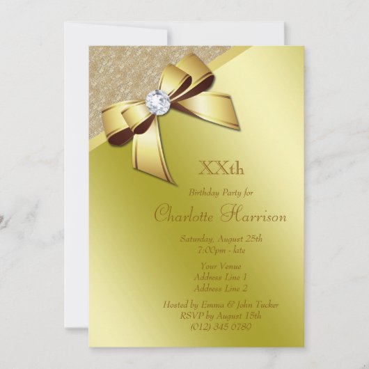 Invitation Classy Romantic Gold fête d'anniversaire (Devant)
