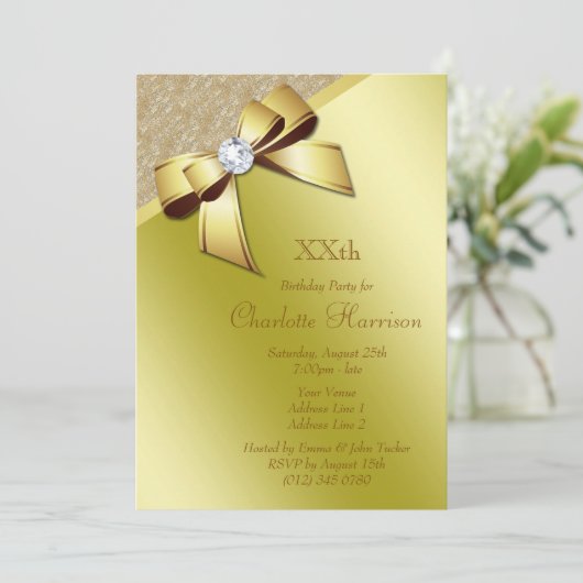 Invitation Classy Romantic Gold fête d'anniversaire (Debout devant)