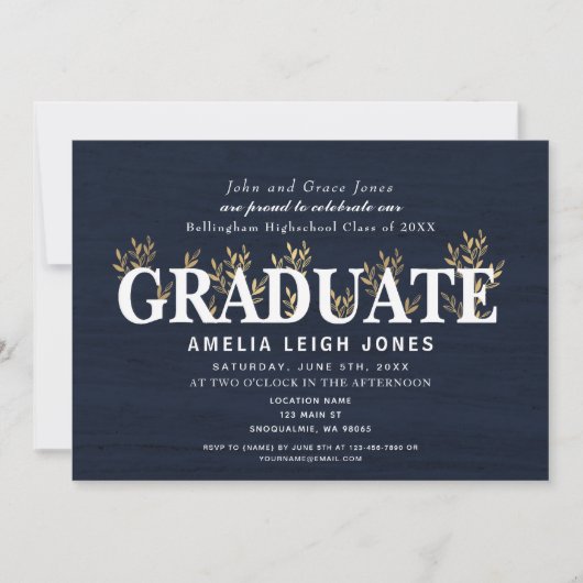 Invitation Classy Rustic Gold Leaf (Devant)
