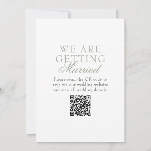 Invitation Classy Sage Green Boho Modern QR Code Wedding (Dos)