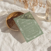 Invitation Classy Sage Green Floral Boho Botanical Wedding