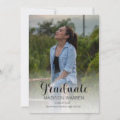 Invitation Classy Script Graduate Deux Photo Graduate Bleu (Devant)