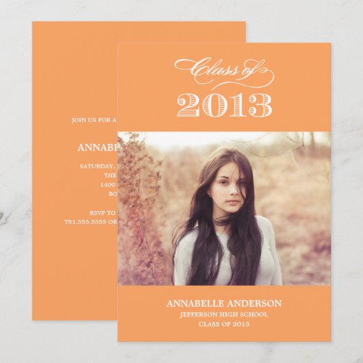 Invitation Classy Script Graduation (Devant / Derrière)