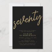 Invitation Classy Script Seventy Black Gold 70th Birthday (Devant)